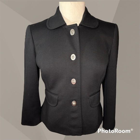 Women’s Blk Fitted Blazer W/Silver Toggle Closures by Ann Taylor Loft Sz 4 - Picture 1 of 4